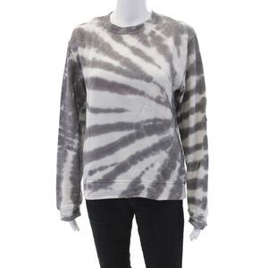 R+A Womens Long Sleeve Crew Neck Metallic Printed Sweater Gray Size Small